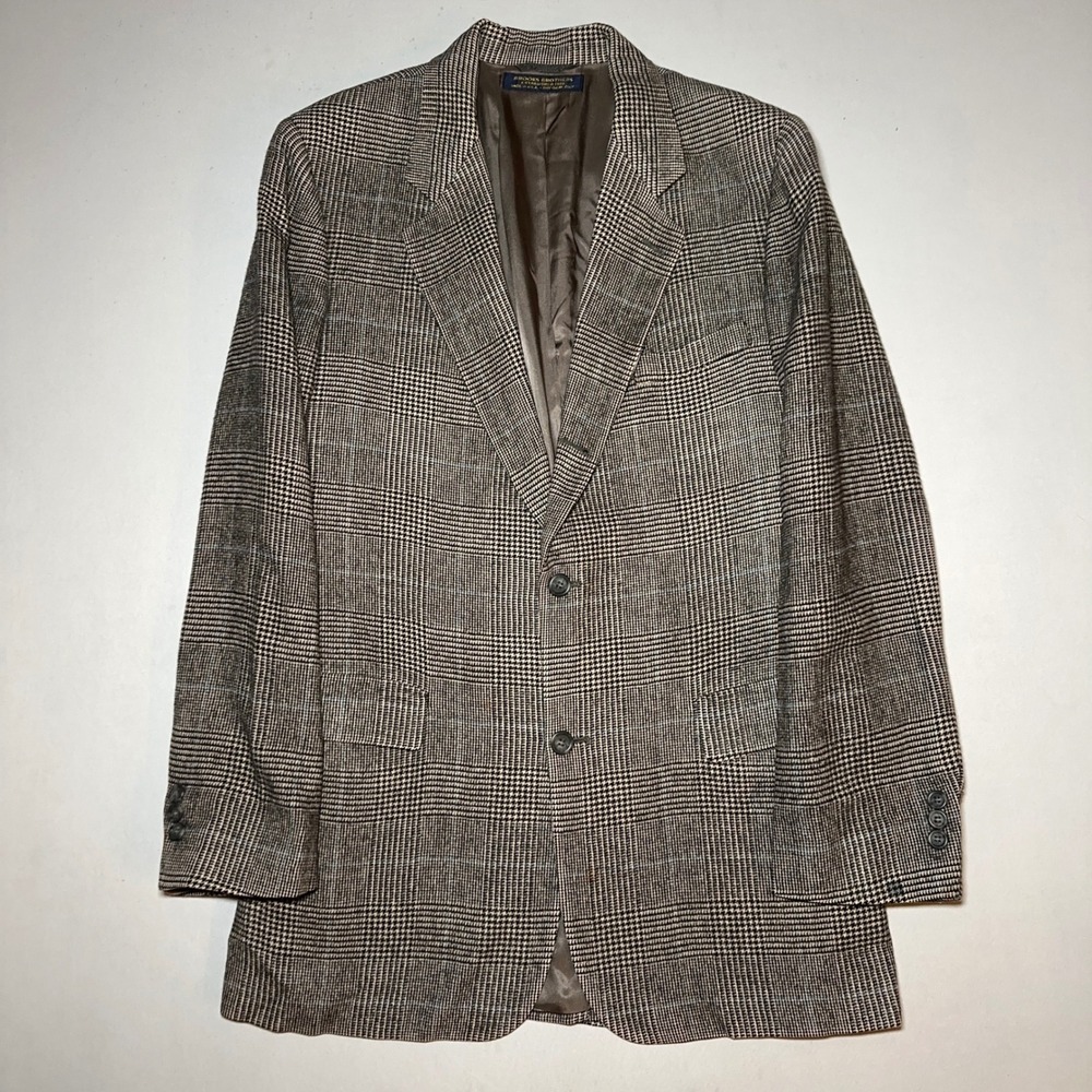 Brooks Brothers Blazer Mens‎ 40R Glen Plaid Camel Hair Sport Coat Brown USA Soft